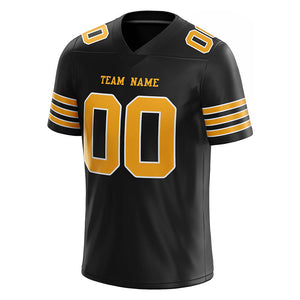 customized  authentic football jersey black gold-white mesh