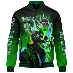 Chaquetas universitarias personalizadas en negro y verde para hombres & mujeres y jóvenes & Chaquetas Letterman personalizadas