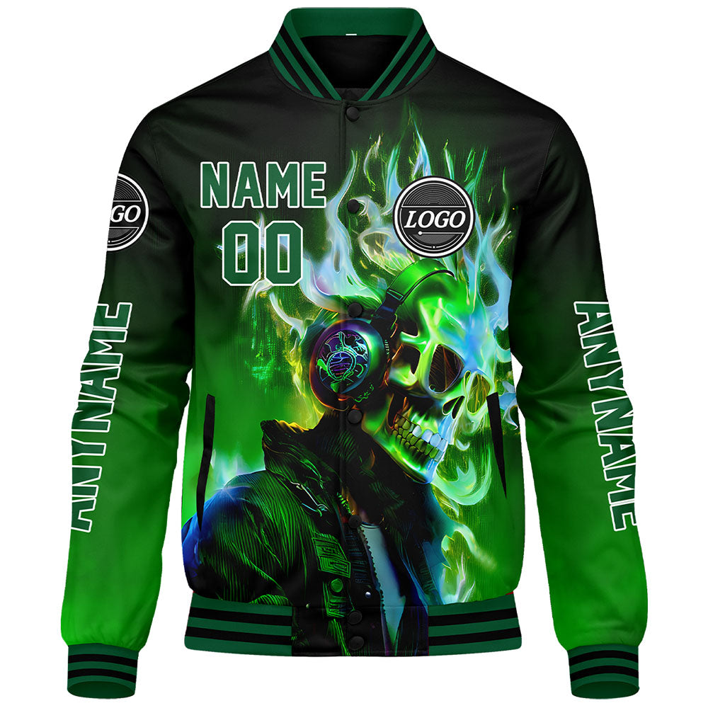 Chaquetas universitarias personalizadas en negro y verde para hombres & mujeres y jóvenes & Chaquetas Letterman personalizadas