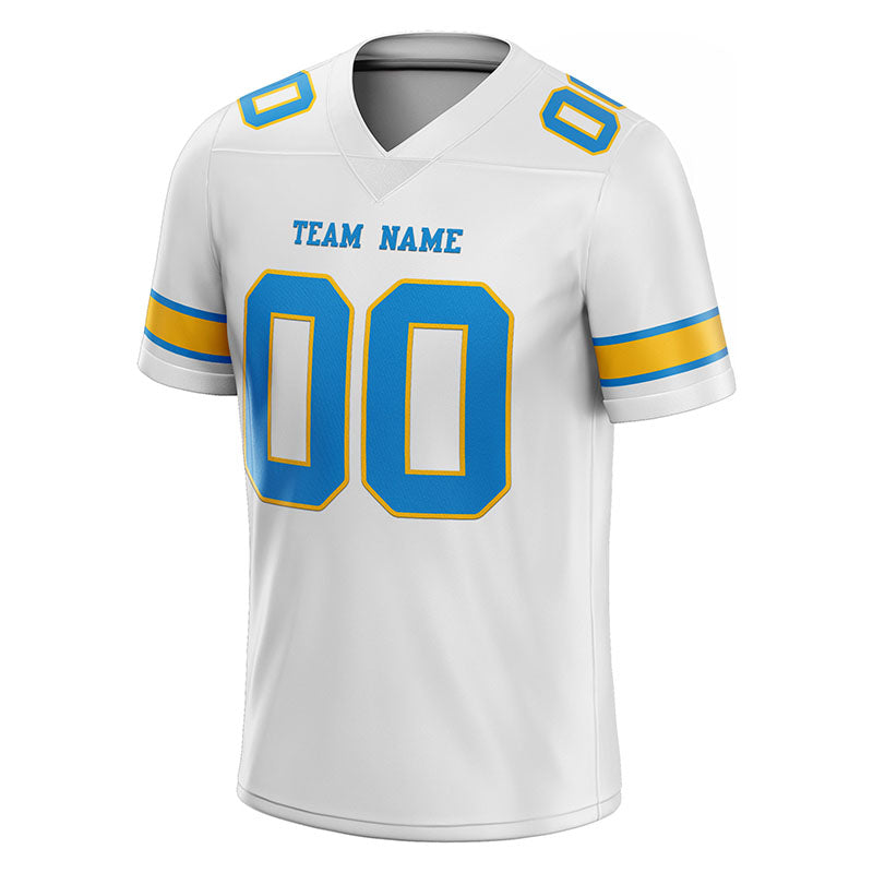 customized  authentic football jersey yellow white -powder blue  mesh