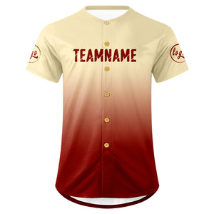 Camiseta de béisbol personalizada blanca y roja con degradado uniformes de equipo con nombre y número
