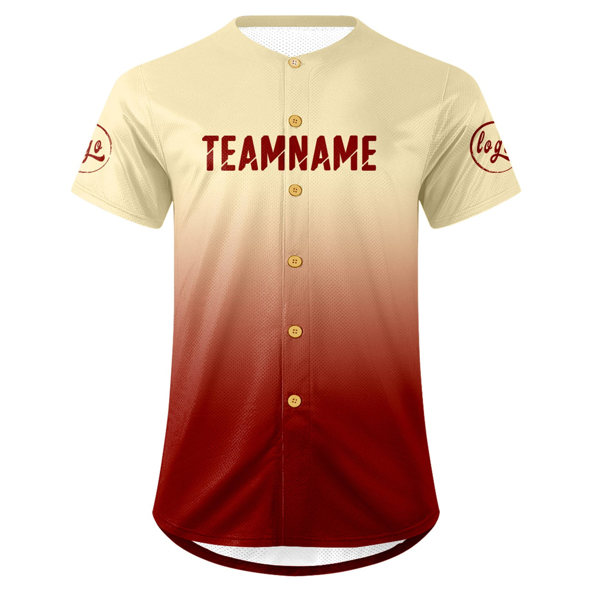 Camiseta de béisbol personalizada blanca y roja con degradado uniformes de equipo con nombre y número