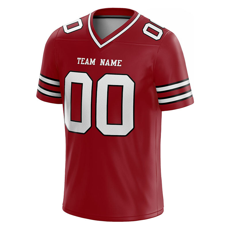 customized authentic football jersey black red-white mesh
