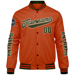 Chaquetas universitarias personalizadas de color verde oliva y naranja para hombres & mujeres y jóvenes & Chaquetas tipo Letterman personalizadas