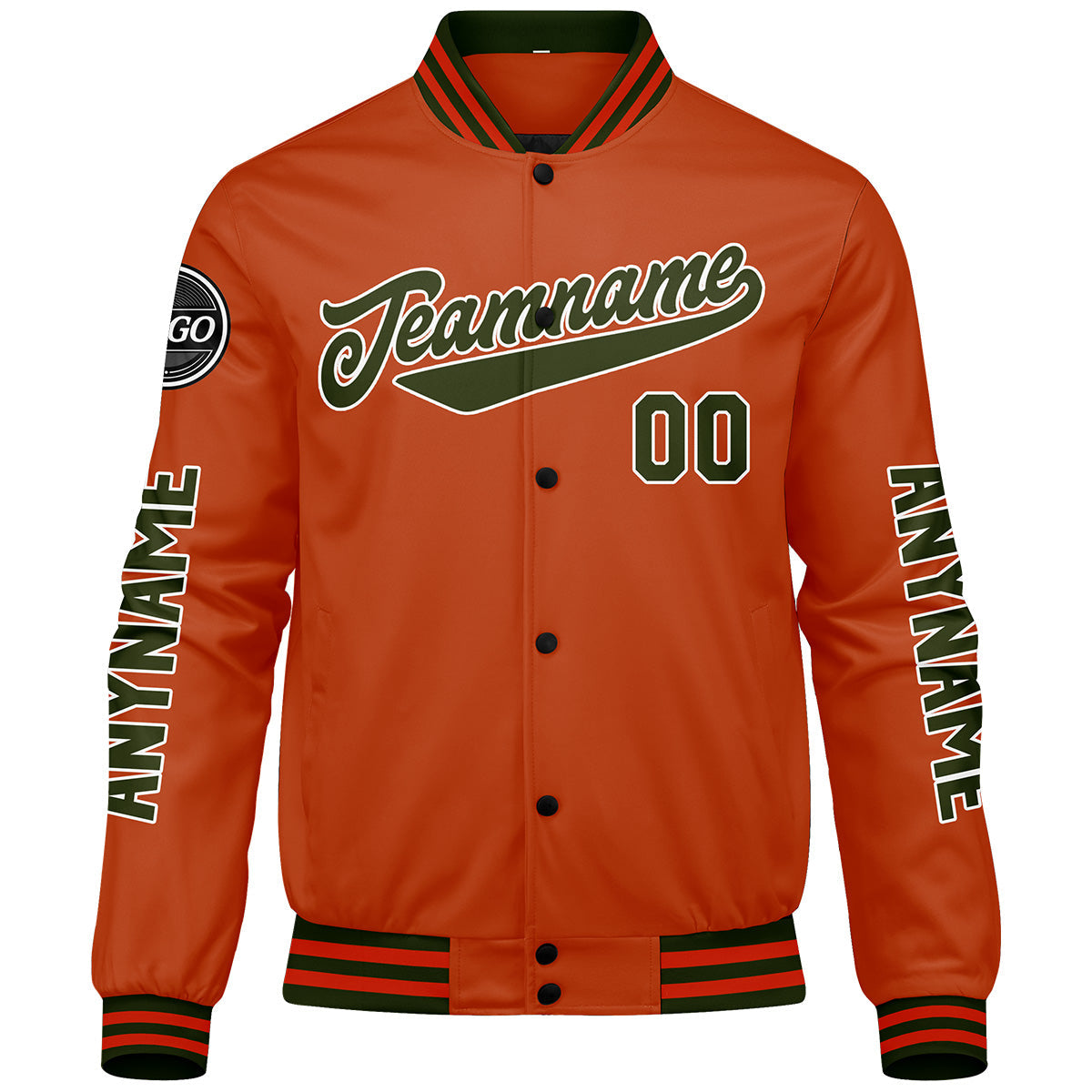 Chaquetas universitarias personalizadas de color verde oliva y naranja para hombres & mujeres y jóvenes & Chaquetas tipo Letterman personalizadas