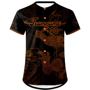 Camiseta de béisbol personalizada marrón y negra con degradado uniformes de equipo con nombre y número