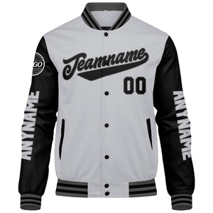 Chaquetas universitarias personalizadas en gris y negro para hombres & mujeres y jóvenes & Chaquetas Letterman personalizadas