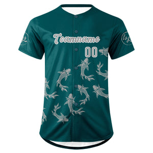 Camiseta de béisbol personalizada en verde oscuro y gris con dise?o degradado uniformes de equipo con nombre y número