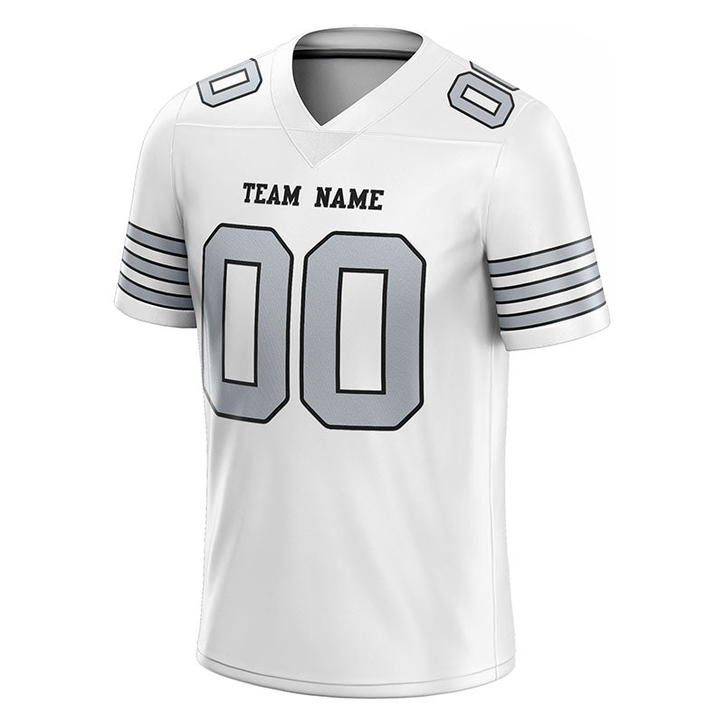 customized  authentic football jersey white gray-black mesh