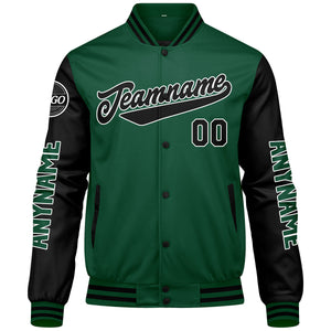 Chaquetas universitarias personalizadas en verde y negro para hombres & mujeres y jóvenes & Chaquetas Letterman personalizadas