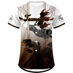 Camiseta de béisbol personalizada marrón y blanca con degradado uniformes de equipo con nombre y número