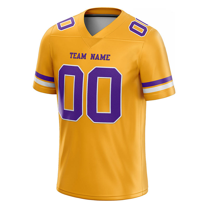 customized authentic football jersey gold purple -white mesh