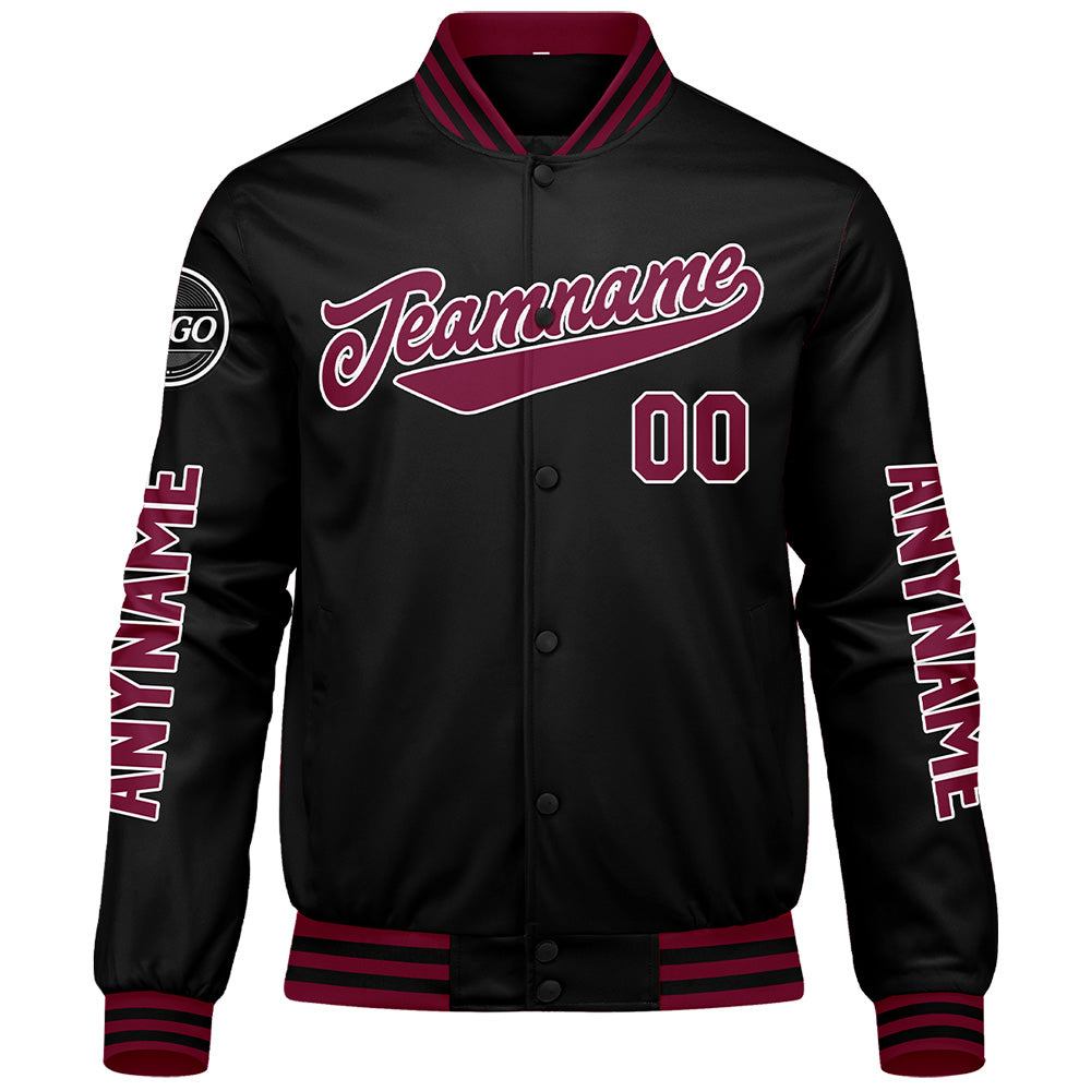 Chaquetas universitarias personalizadas en color carmesí y negro para hombres & mujeres y jóvenes & Chaquetas tipo Letterman personalizadas