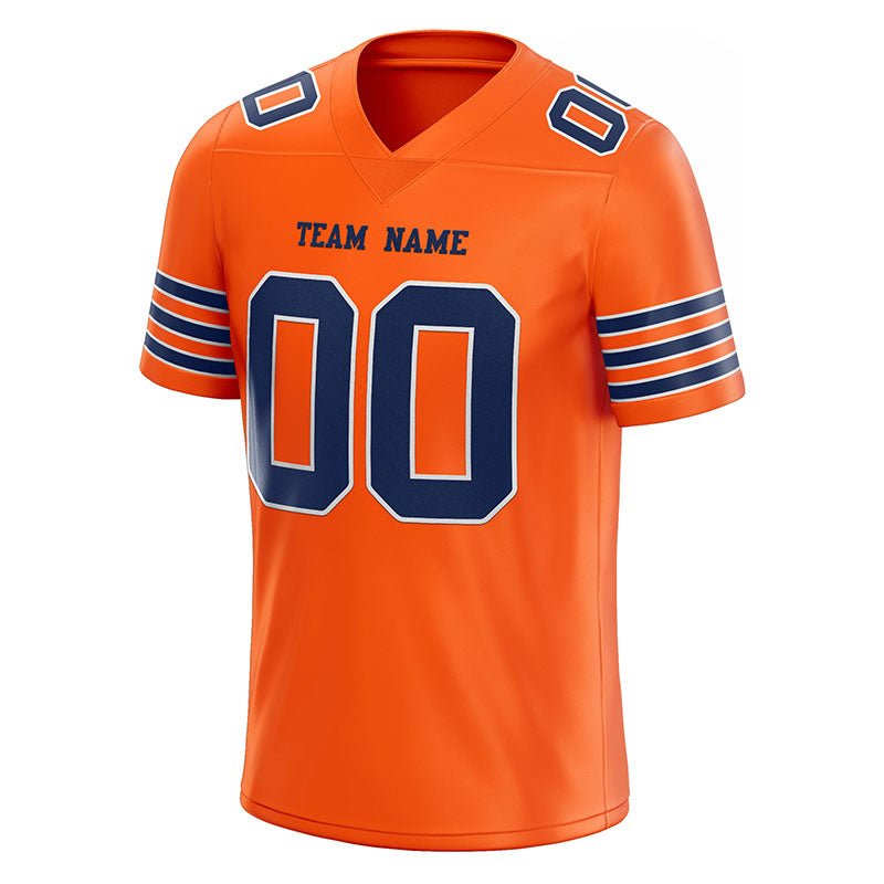 customized  authentic football jersey orange navy -white mesh