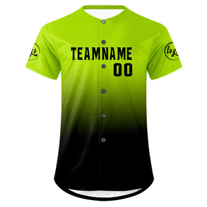 Camiseta de béisbol personalizada en cian brillante y negro con degradado uniformes de equipo personalizados con nombre y número