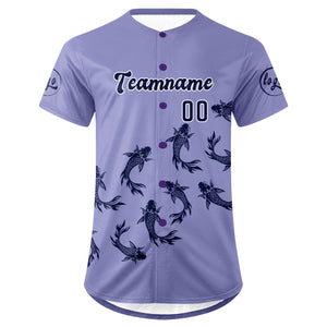 Camiseta de béisbol personalizada color morado claro y morado oscuro con degradado uniformes de equipo personalizados con nombre y número
