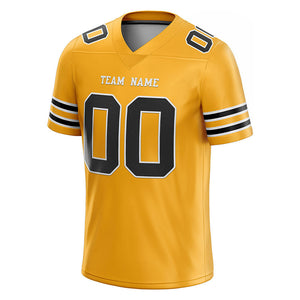 customized authentic football jersey white black-gold mesh