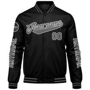 Chaquetas universitarias personalizadas en negro y gris para hombres & mujeres y jóvenes & Chaquetas Letterman personalizadas