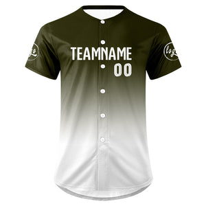 Camiseta de béisbol personalizada verde y blanca con degradado uniformes de equipo con nombre y número