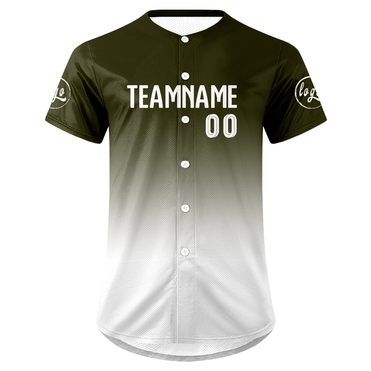 Camiseta de béisbol personalizada verde y blanca con degradado uniformes de equipo con nombre y número