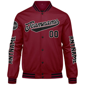 Chaquetas universitarias personalizadas en color carmesí y negro para hombres & mujeres y jóvenes & Chaquetas tipo Letterman personalizadas