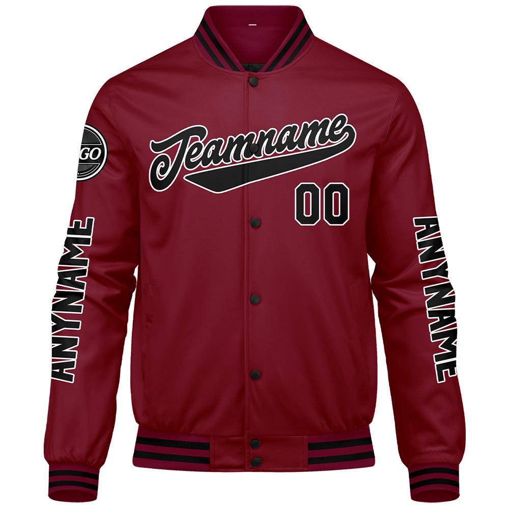 Chaquetas universitarias personalizadas en color carmesí y negro para hombres & mujeres y jóvenes & Chaquetas tipo Letterman personalizadas