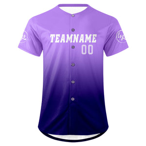Camiseta de béisbol morada oscura personalizada con degradado uniformes de equipo personalizados con nombre y número