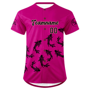 Camiseta de béisbol personalizada rosa y negra con degradado uniformes de equipo personalizados con nombre y número