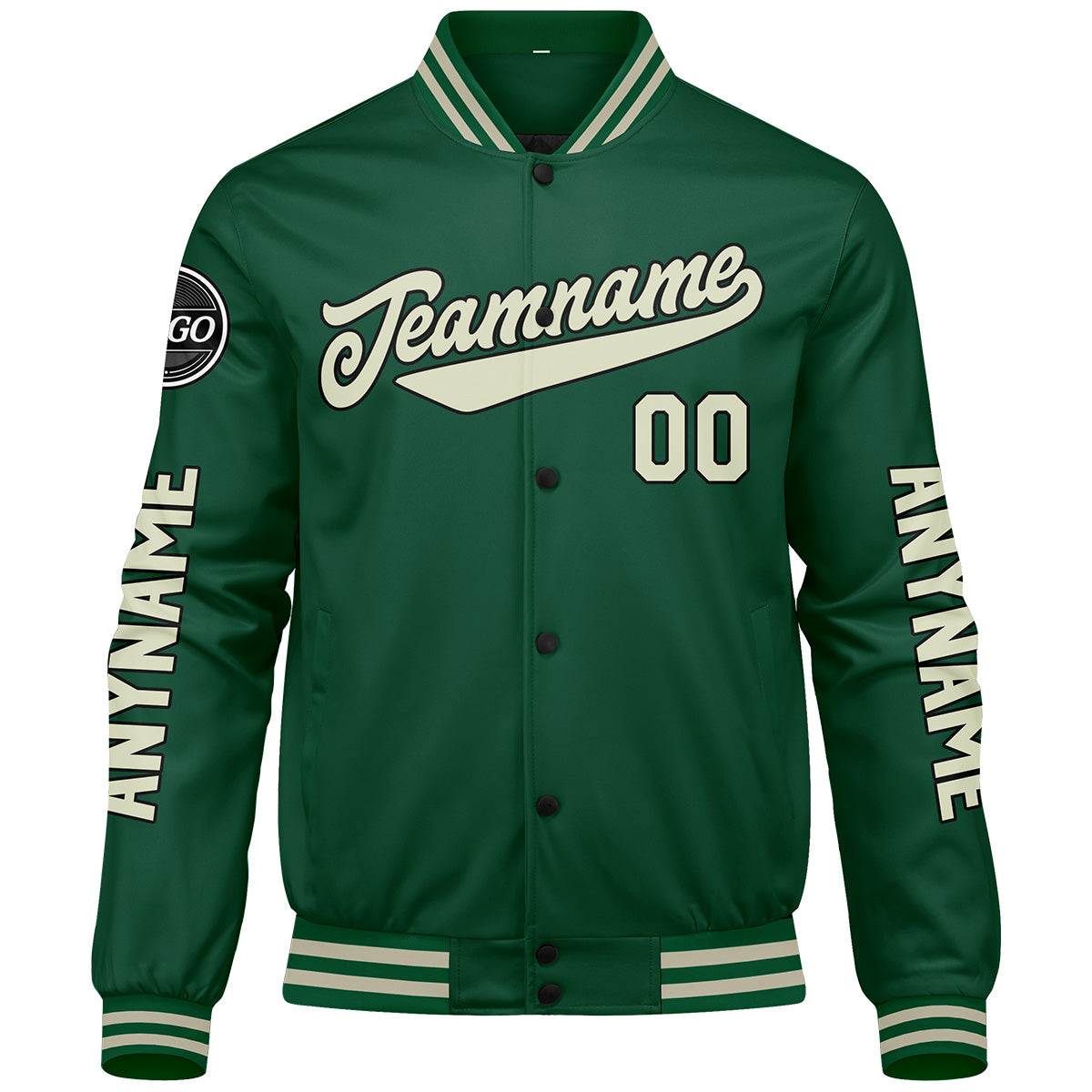 Chaquetas universitarias personalizadas de color verde crema para hombres & mujeres y jóvenes & Chaquetas Letterman personalizadas