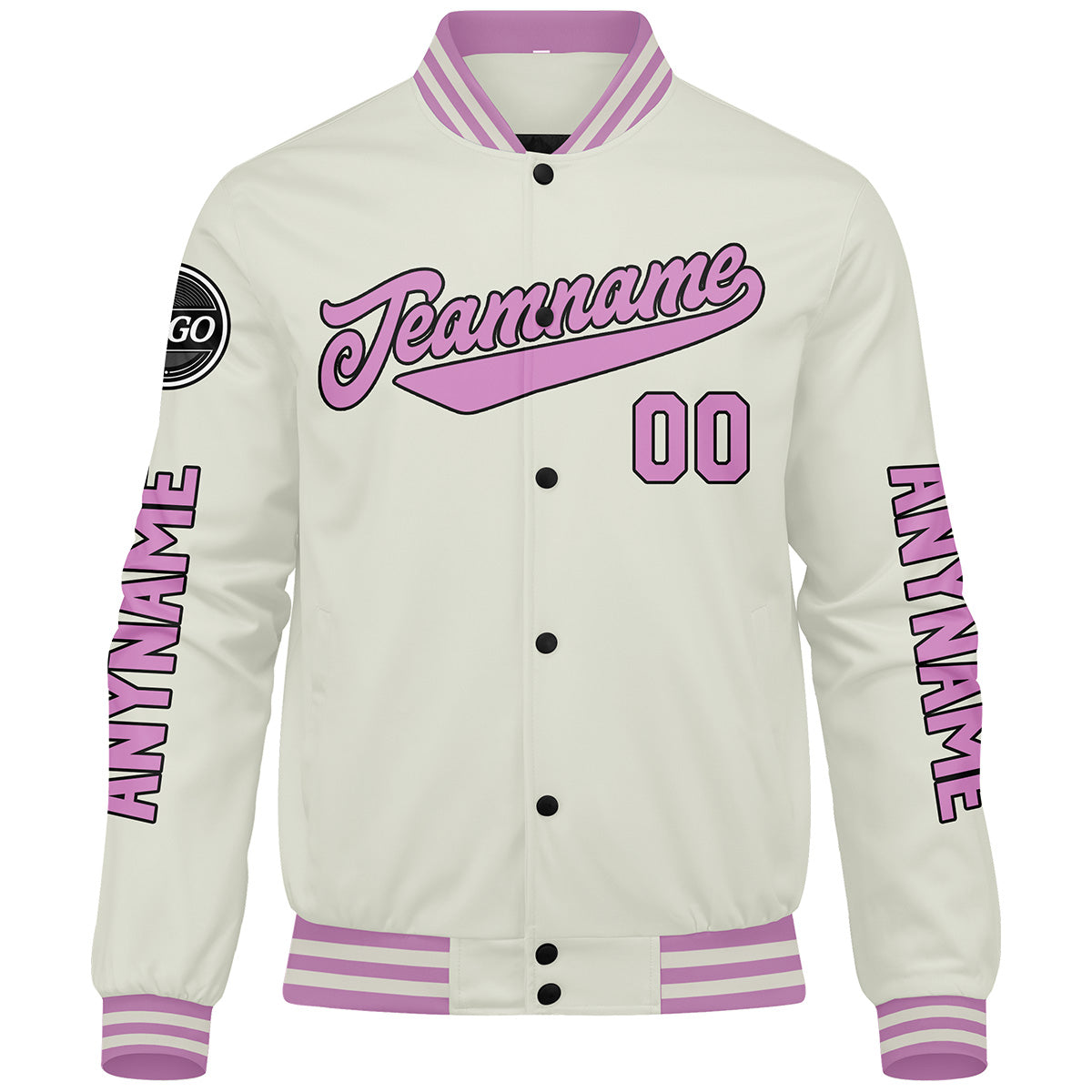 Chaquetas universitarias personalizadas color crema y rosa para hombres & mujeres y jóvenes & Chaquetas Letterman personalizadas
