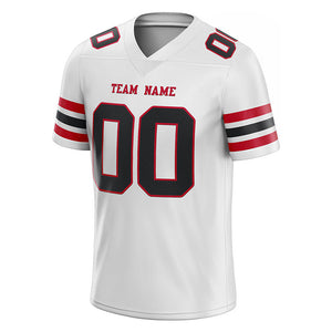 custom authentic football jersey white brown-red mesh