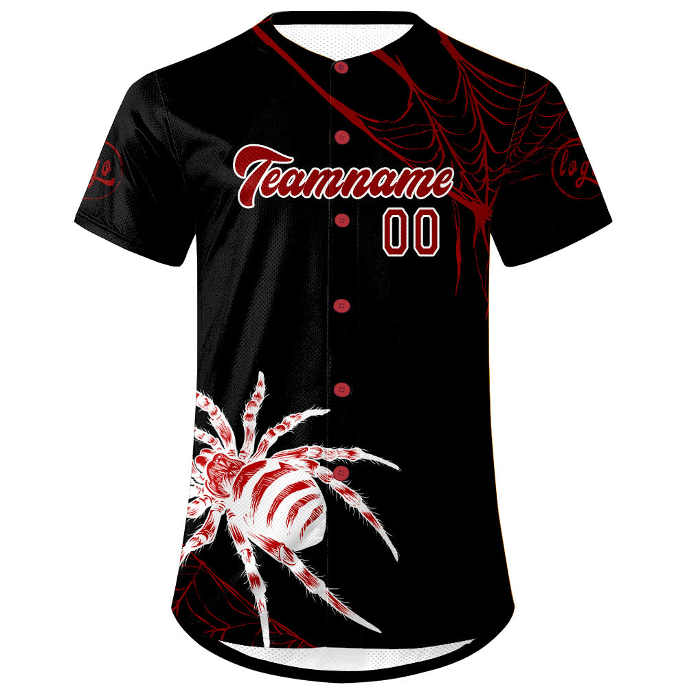 Camiseta de béisbol personalizada negra y roja con degradado uniformes de equipo con nombre y número