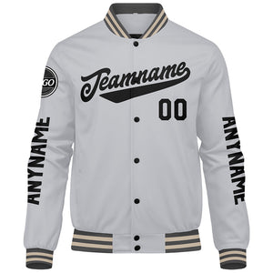 Chaquetas universitarias personalizadas en gris y negro para hombres & mujeres y jóvenes & Chaquetas Letterman personalizadas