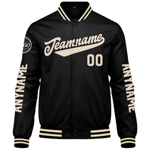 Chaquetas universitarias personalizadas en color negro y crema para hombres & mujeres y jóvenes & Chaquetas Letterman personalizadas