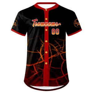 Camiseta de béisbol personalizada negra y roja con degradado uniformes de equipo con nombre y número