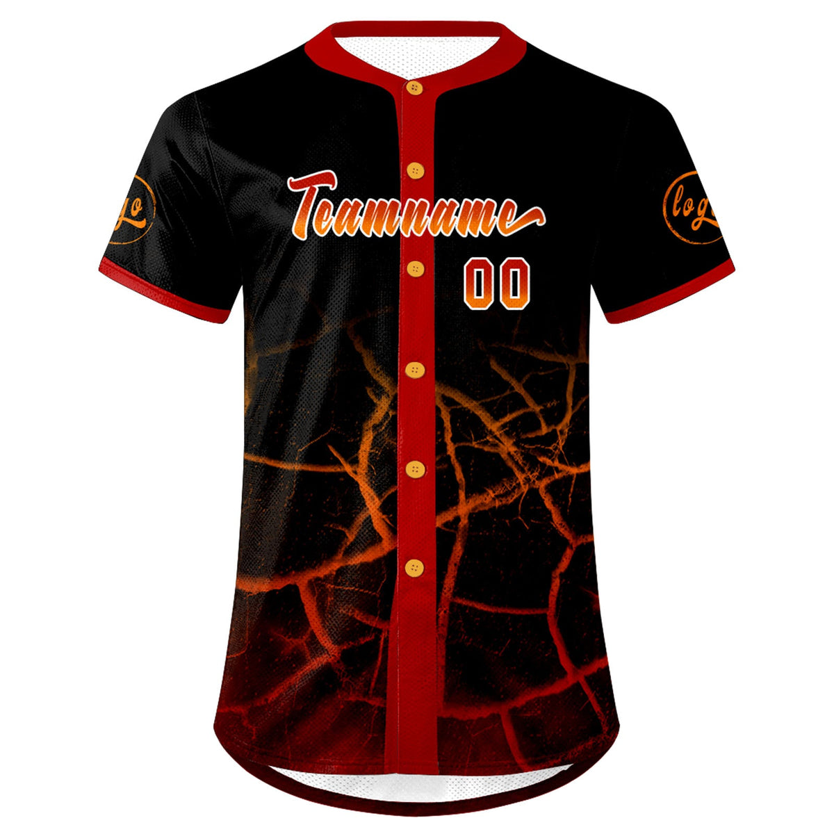 Camiseta de béisbol personalizada negra y roja con degradado uniformes de equipo con nombre y número
