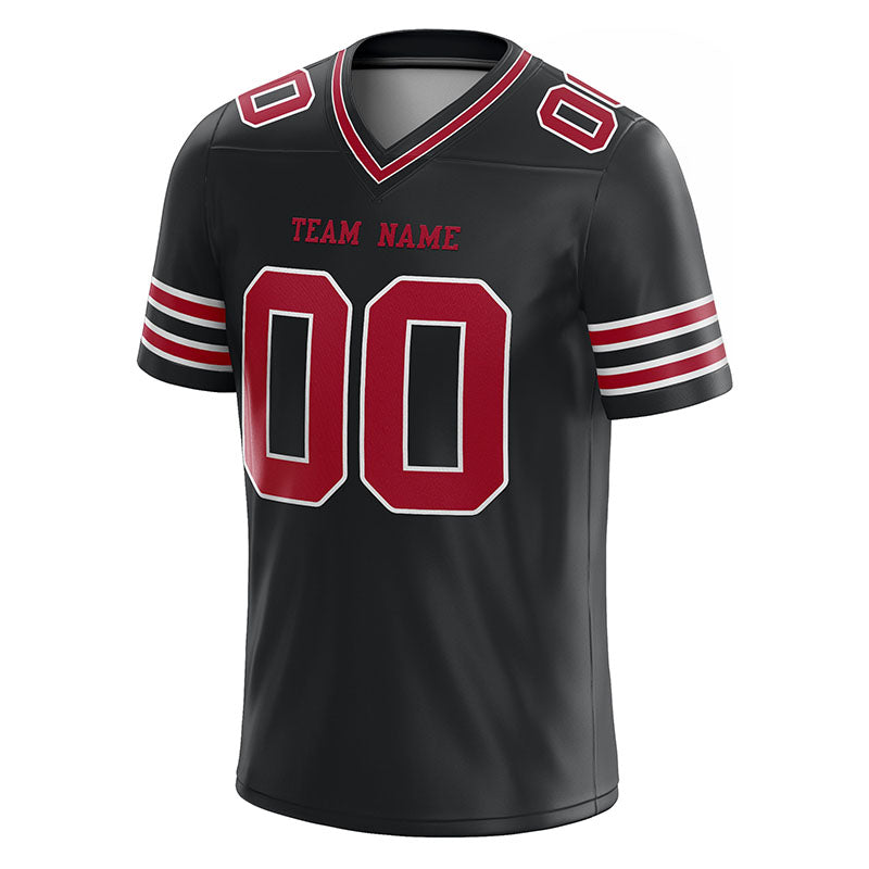 customized authentic football jersey black red-white mesh