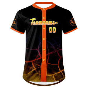 Camiseta de béisbol personalizada negra naranja y amarilla con degradado uniformes de equipo personalizados con nombre y número
