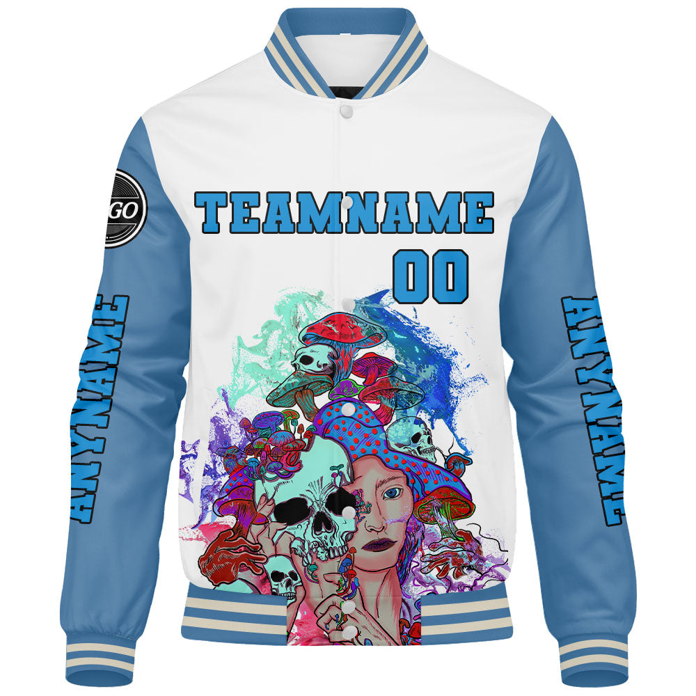 Chaquetas universitarias azul claro personalizadas para hombres & mujeres y jóvenes & Chaquetas Letterman personalizadas