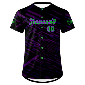 Camiseta de béisbol personalizada negra y morada con degradado uniformes de equipo personalizados con nombre y número