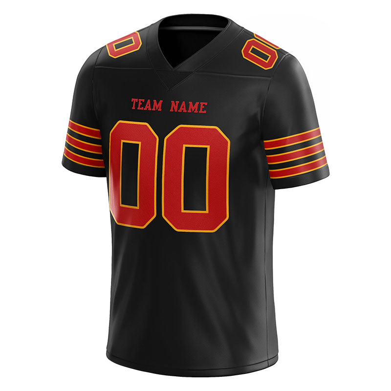 customized  authentic football jersey black red-yellow mesh