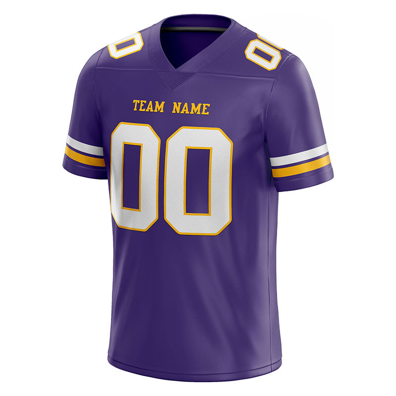 customized authentic football jersey purple white-gold mesh