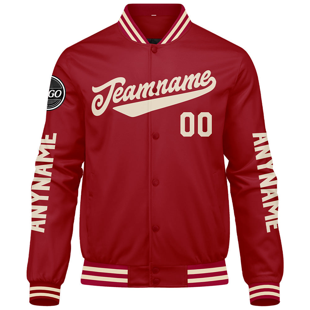Chaquetas universitarias personalizadas de color rojo crema para hombres & mujeres y jóvenes & Chaquetas Letterman personalizadas