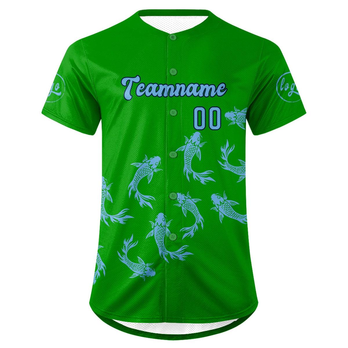 Camiseta de béisbol personalizada verde y azul con degradado uniformes de equipo con nombre y número