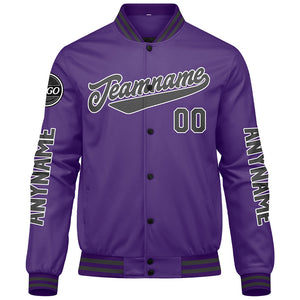 Chaquetas universitarias personalizadas en color morado y gris para hombres & mujeres y jóvenes & Chaquetas Letterman personalizadas