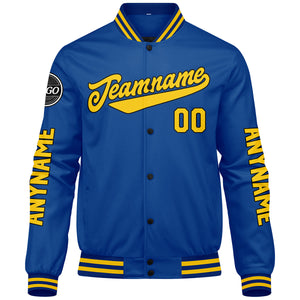 Chaquetas universitarias personalizadas de color amarillo real para hombres & mujeres y jóvenes & Chaquetas tipo Letterman personalizadas