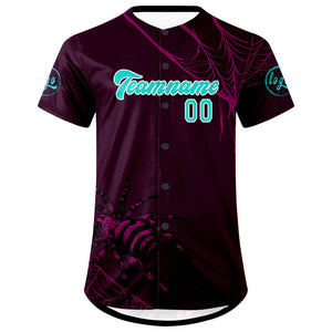 Camiseta de béisbol personalizada en color morado cian con degradado uniformes de equipo personalizados con nombre y número