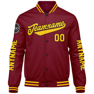 Chaquetas universitarias personalizadas de color amarillo carmesí para hombres & mujeres y jóvenes & Chaquetas tipo Letterman personalizadas