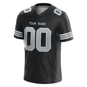 customized authentic football jersey black gray-white mesh
