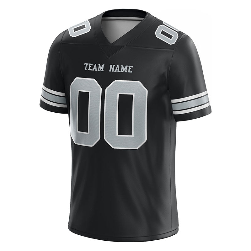 customized authentic football jersey black gray-white mesh